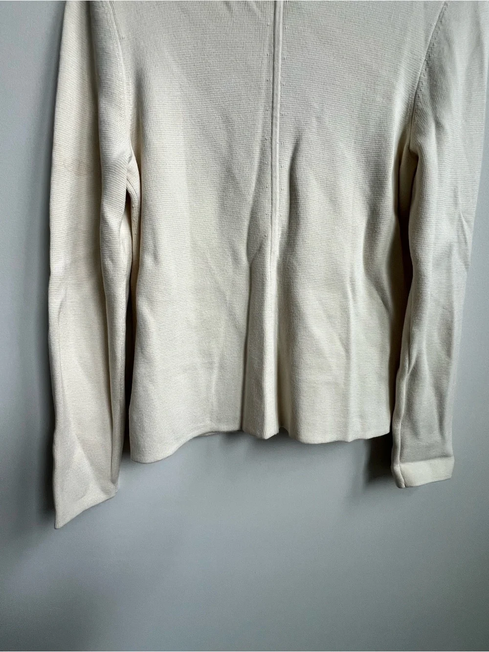 New Talbots Knit Stretch Banded Collar  Sweater Jacket Pocket Minimalist Luxury